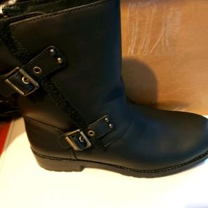 Black UGGS leather fur lined boots